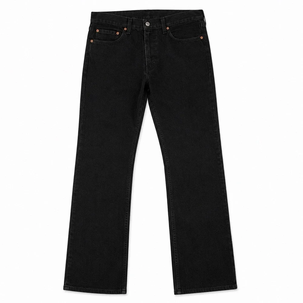 Levis 517 Mens Dark Black Denim Boot Cut Jeans 100% Cotton Size 33x32 EUC